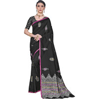 Glory Sarees Womens Banarasi Silk Saree With Blouse Piece (Gs_Kara142_Black)