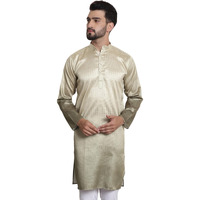 Sojanya (Since 1958 Men's Jacquard Silk Multi Shade Gold Color Kurta With Sequence