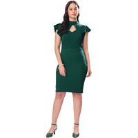 Purvaja Womens Bodycon Mini Dress (Bely-142_Green_Small)