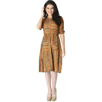 Leriya Fashion Women Cotton Blend Kurties Regular Fit Casual Fancy (Lf-D-K2503_Dark Brown_M)
