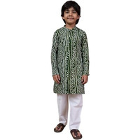 Pspeaches Boys Bandhani Printed Straight Kurta Pyjamas With Jacket (10-12Years)