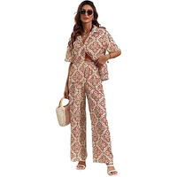 Dhruvi Trendz Womens Rayon Co-Ord Set Regular Fit Night Dress (Dt-W1699&Tr795_Orange_Xs)