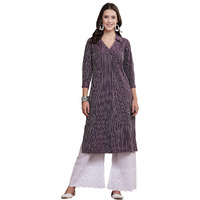 Stylum Women's Self Designed Cotton Blend Straight Kurta Purple (X-Small)