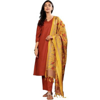 Varanga Womens V-Neck Straight Kurta Set With Pants & Dupatta  Chic Ethnic Wear For Weddings, Festivals & Special Occasions (Sjs_Vskd32943_Vardup2210-Xxl)