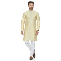 Be Active Men's Traditional Embroidery Full Sleeves Kurta || Cotton Kurta For Men || Men Kurta For Wedding || Kurta For Men (My0004 0 M/40) Cream