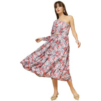 Oomph! Women's Crepe A-Line Midi Dress (Waist Cutout One Shoulder_Rouge Pink