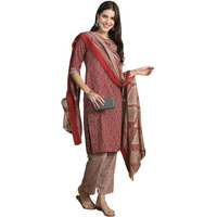 Pinkmint Kurta Set For Women Ll Cotton Flower Printed Straight Kurta & Pant With Fancy Duppata Ll Wedding Ll Formal Ll Party (Pack Of 1)