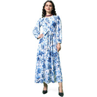 Purvaja Womens Flare Maxi Length Dress (Wini-036-Ixora_Blue_Medium)