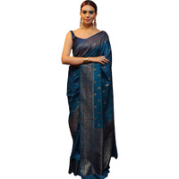 Shiv Textiles Women's Kanjivaram Art Silk Saree Soft Banarasi Style Sari With Blouse Piece For Wedding(S-101-Blue)