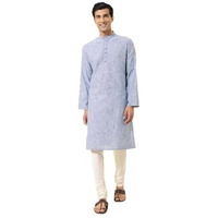 Fabindia Men's Cotton Woven Slim Kurta (1035964Blue_Blue