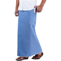 Prakasam Cotton Mens Premium Kfc Plain Welcro Pocket Dhoti (Kfc-Pln-Blue)