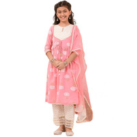 Pspeaches Girl's Cotton Kurta & Palazzo (Ks-Peachoffkhaddi-6-7Y_Peach