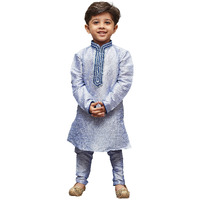 Jbn Creation Boys' Bluish White Silk Blend Kurta And Pyjama Set_Vasbkha012Npha_22