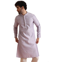 Kisah Mens Kurta|Blended Fabric Woven Design Pattern Mens Ethnic Wear|Regular Fit Mandarin Collar Long Sleeves, Lavender, 40