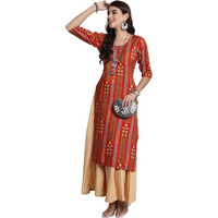 Pinkmint Women's Crepe Printed Vibrant Colour Kurti Ll Printed Kurti (Pack Of 1) Red