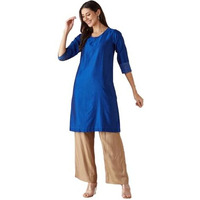 Fabindia Women's Cotton Silk Woven Regular Fit Kurta (1039090Royalblue_Royal Blue