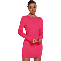 Kotty Women's Boat Neck Bodycon Dress(Pink,S)