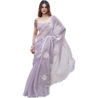Womanista Women's Lavendar Colored Burbery Satin Saree With Sequinned Embroidered Butta On Pallu And Scalloped Border(Ti6844_Lavender_Onesize)