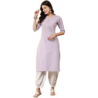 Stylum Women's Solid Cotton Blend Straight Kurta (Ashley44_Lavender, Xxl)