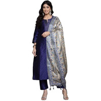 Varanga Women's Silk Blend Kurta Set (Frl_Vskd32421_Vardup2041_Navy Blue