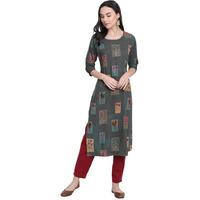 Pinkmint Women's Cotton Kurti's L Fancy Printed Kurta L Regular Home Wear L Printed Cotton Kurti (Pack Of 1) Grey