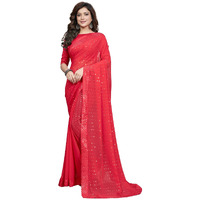 Pratham Blue Women's Sequins Georgette Fancy Saree With Blouse Piece (Pb-200_Pink)