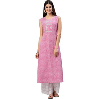 Stylum Women's Lehariya Printed Rayon A-Line Kurta (Kanalpink34_Pink, Xs)