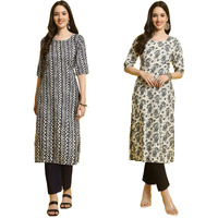 Tee Projekt Crepe Kurti & Pant Set For Women Ll Pack Of 2 Kurta Set Ll Traditional Kurta Set
