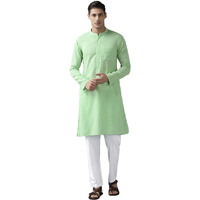 See Designs Men's Green Cotton Straight Kurta With Slub Effect - Sdkt1013Xs (Xs)
