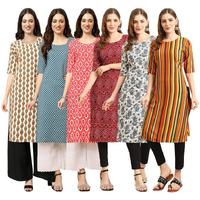 Pinkmint Women's Crepe Digital Print Straight Kurta [Pack Of 6](Pv-352-351-346-374-357-356-Xxl)