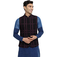 Fabindia Men's Cotton Printed Slim Fit Kurta Set (1027043Black_Black