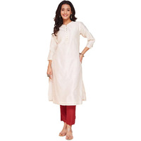 Fabindia Women's Cotton Solid Slim Kurta (1037341White_Off White
