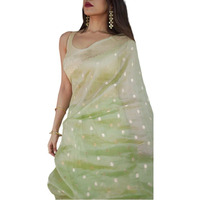 Flosive Women's Cotton Saree With Blouse Piece (Pista)