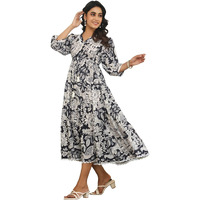 Greciilooks Women's Rayon Casual Knee-Length Western Dress Black
