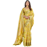 Satrani Women's Silk Weaving Saree With Unstitched Blouse Piece (4241S6685N_Yellow & Multi)