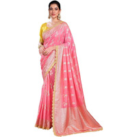 Satrani Women's Banarasi Silk Weaving Saree With Unstitched Blouse Piece (4231S403N_Baby Pink)