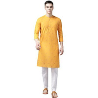 See Designs Men's Yellow & Maroon Woven Design Straight Kurta - Sd2Kt_1136L