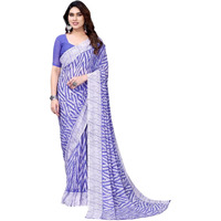 Shiv Textiles Women's Georgette Geometric Saree(249S102_Violet, White)