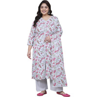 Tissu Women's Plus Size Floral Printed Pure Cotton Kurta & Palazzo With Dupatta (680_Green_5Xl)
