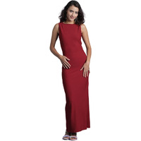Kotty Women's Boat Neck Sheath Maxi Dress(Maroon,L)