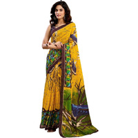 Satrani Women's Pure Cotton Printed Ready To Wear Saree With Pocket And Unstitched Blouse Piece (40Rs161_Yellow)