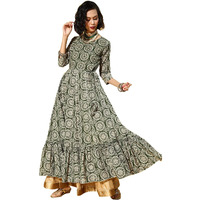 Ishin Women's Cotton Anarkali Embroidered Kurta Kpm-21021_S_Green