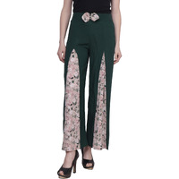 Popwings Casual Beige Floral Printed Regular Fit Palazzo For Women Palazzos For Women
