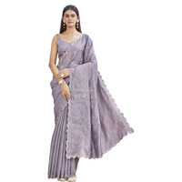 Womanista Women's Mauve Colored Saree With Mirror Embroidery On Pallu And Scalloped Border(Ti6997_Mauve_Onesize)