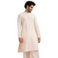 Kisah Men's Cotton Blend Pleated Regular Kurta (Ka-1083_Off White