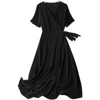 Litzo Women's Lycra A-Line Maxi Dress (L-59-L_Black