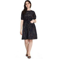 Om Sai Latest Creation New Hot Stylish Sequin Knee Length Western Dresse Latest Mini Dress For Rayon Bodycon Women's Long Dress Womens Girls Maxi A Line One Piece Urbanic Style (Xx-Large, Navy Blue)
