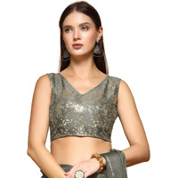 Oomph! Readymade Blouse For Women, Brocade, Sleeveless, V-Neck, Rbbl710