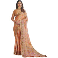 Satrani Women's Silk Weaving Saree With Unstitched Blouse Piece (4241S6686N_Peach & Multi)