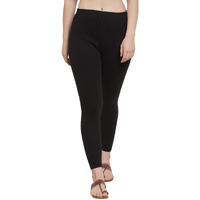 Shasmi Women's Leggings Cotton Lycra 4 Way Stretchable Skin Fit Black Colored Ankle Length Leggings For Women (Leggings Ankle 21 Black Slim)